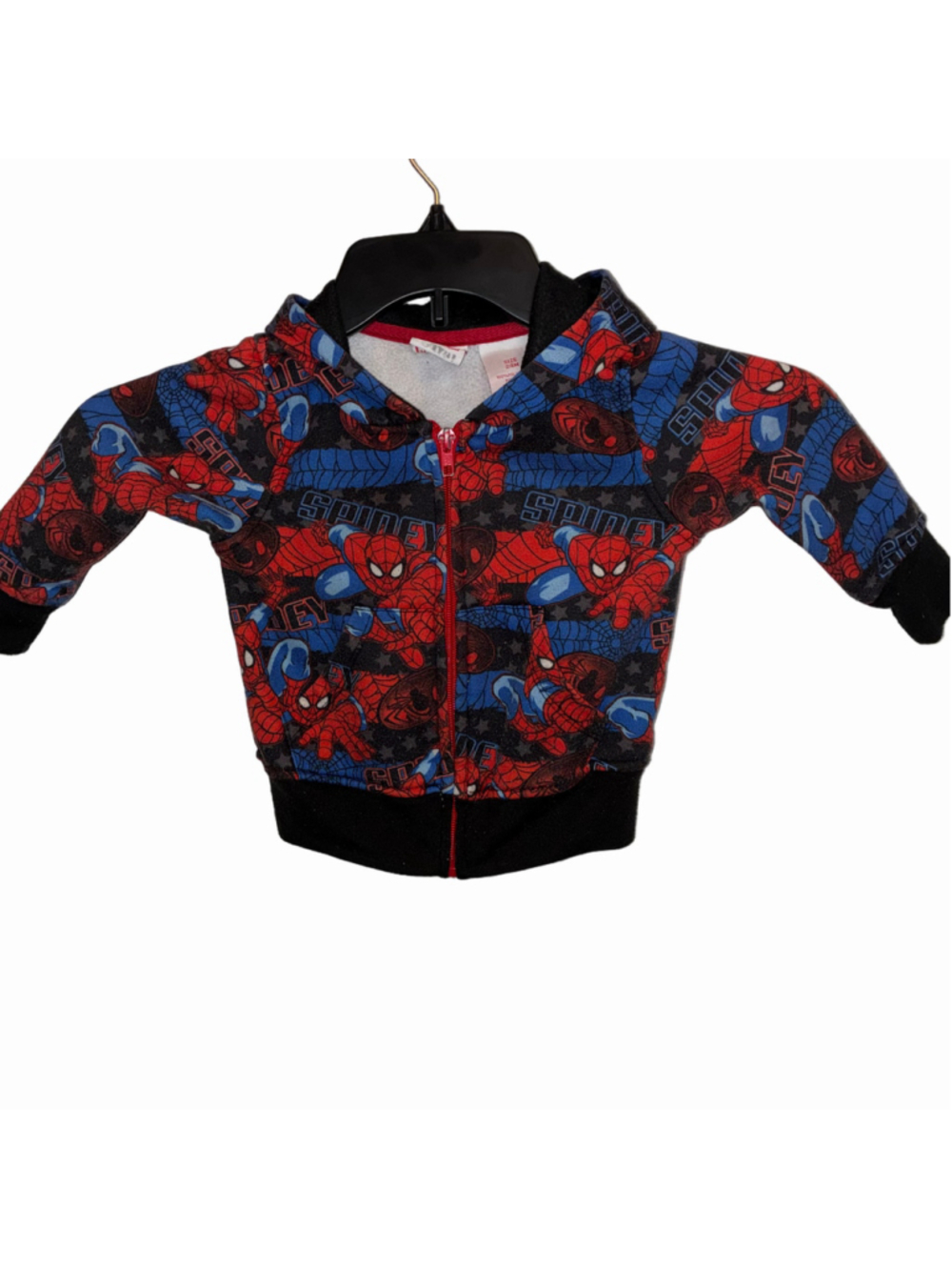 Baby Boys Spider-Man Zip-Up Hoodie 18-24 Months Black Red